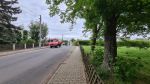 Ast abgebrochen hängt in Stromleitung